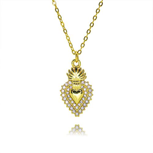 Cubic Zircon Micro Pave Brass Necklace, gold color plated & fashion jewelry & micro pave cubic zirconia & for woman Approx 45 cm 