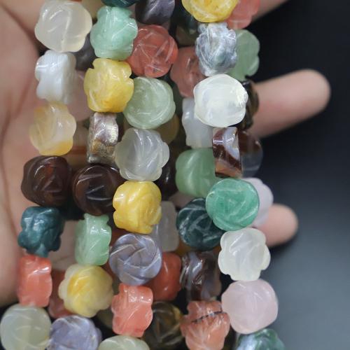 Single Gemstone Beads, Natural Stone, Flower, Carved, DIY 