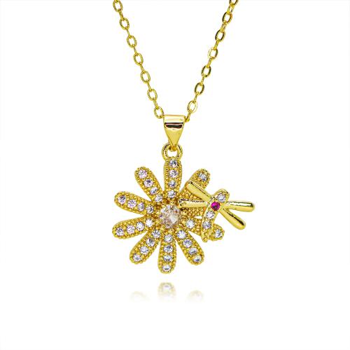 Cubic Zircon Micro Pave Brass Necklace, gold color plated & fashion jewelry & micro pave cubic zirconia & for woman Approx 45 cm 