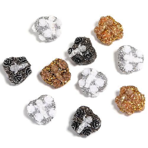 Acrylic Jewelry Beads, Resin, DIY & with rhinestone, mixed colors 