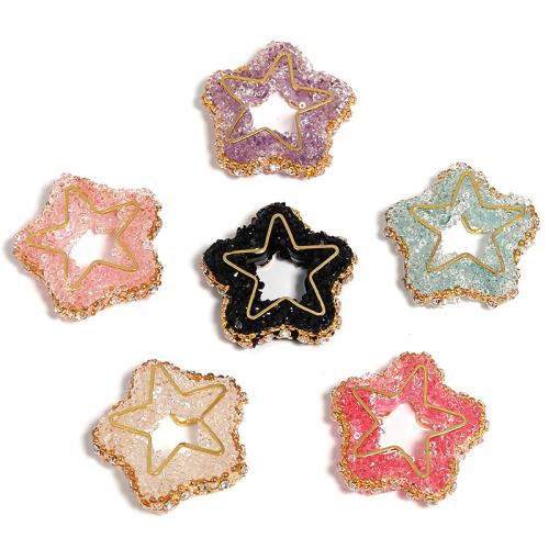 Acrylic Jewelry Beads, Star, DIY & with rhinestone, mixed colors, 31mm 