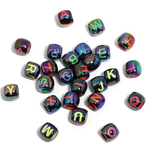 Acryl Alphabet Perlen, DIY, gemischte Farben, 8x9mm, 200PCs/Tasche, verkauft von Tasche