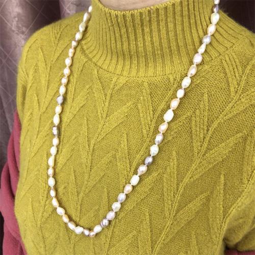 Collier de perles d'eau douce naturelles, perle d'eau douce cultivée, bijoux de mode, blanc, Necklace length 70-75cm, Vendu par PC[