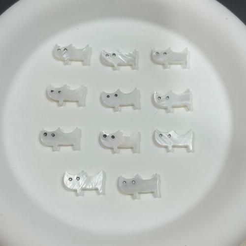 Natürliche Muschel Anhänger, Süßwassermuschel, Katze, DIY, weiß, 10x16mm, verkauft von PC[