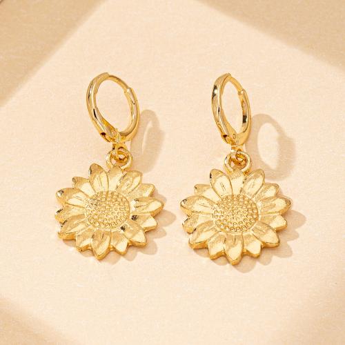 Zinc Alloy Drop Earring, petals, plated, for woman, golden 