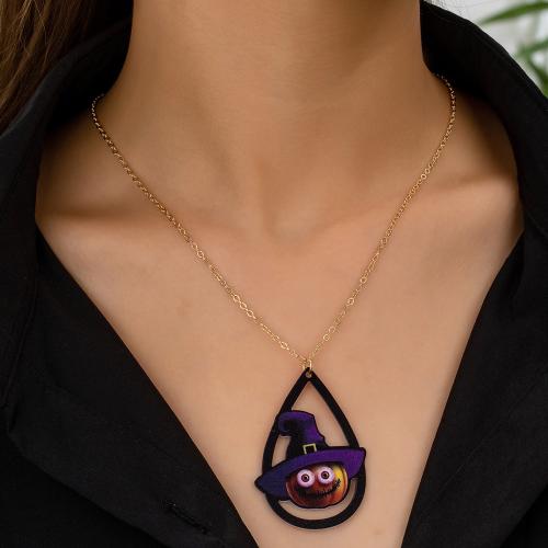 Collar de acrílico, fundición, con Acrílico, chapado, para mujer, dorado, Vendido por UD[