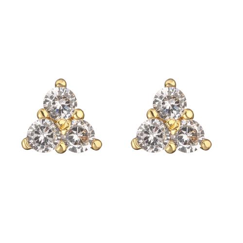 Cubic Zirconia Micro Pave Brass Earring, plated  & micro pave cubic zirconia & for woman, gold 