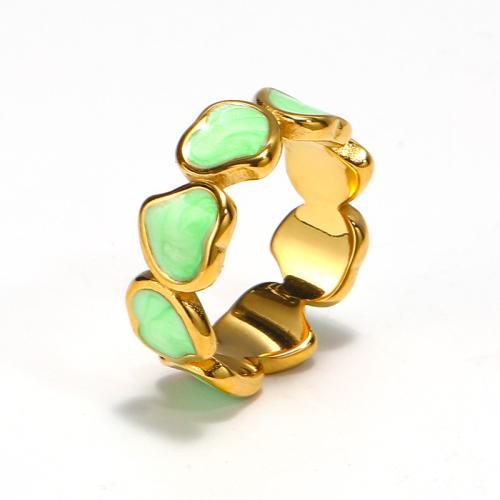 Partículas de acero anillo, Corazón, chapado en color dorado, diverso tamaño para la opción & para mujer & esmalte, más colores para la opción, tamaño:6-10, Vendido por UD