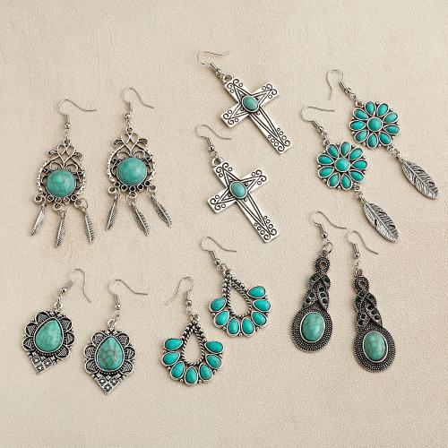 Turquoise Zinc Alloy Earring, with turquoise, fashion jewelry & for woman 55mm 