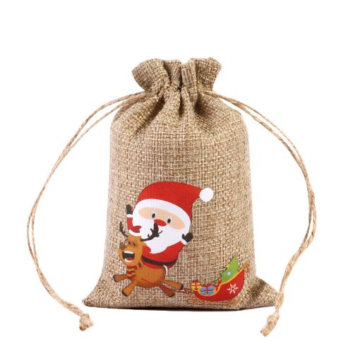 Leinen Christmas Gift Bag, verschiedene Muster für Wahl, 150x100mm, verkauft von PC