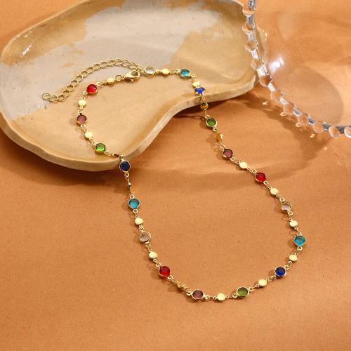 Crystal Zinc Alloy Necklace, with Crystal & Plastic Pearl, fashion jewelry & for woman 