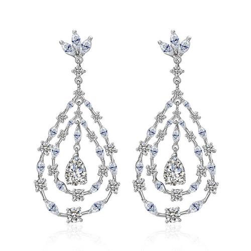 Cubic Zirconia Micro Pave Brass Earring, fashion jewelry & micro pave cubic zirconia & for woman 