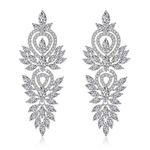 Cubic Zirconia Micro Pave Brass Earring, fashion jewelry & micro pave cubic zirconia & for woman 