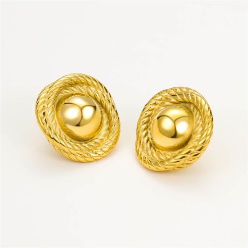 Stainless Steel Stud Earring, 304 Stainless Steel, 18K gold plated, fashion jewelry & for woman, golden, 23.7mm 