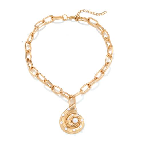 Zinc Alloy Necklace, with Plastic Pearl, with 7cm extender chain, fashion jewelry & for woman, golden Approx 42 cm [