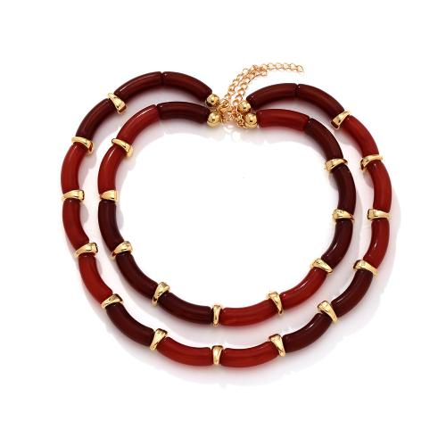 Resin Necklace, with 7cm extender chain, Double Layer & fashion jewelry & for woman, red Approx 46 cm, Approx 60 cm [