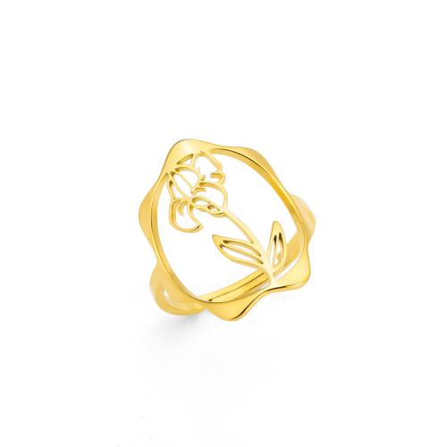 Anillos de Acero Inoxidable, acero inoxidable 304, 18K chapado en oro, Joyería & diferentes estilos para la opción & para mujer & hueco, dorado, Inner diameter 17mm, Vendido por UD[