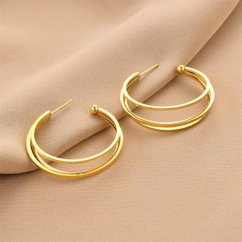 Titanium Steel Stud Earring, fashion jewelry & for woman, golden, 50mm 