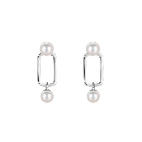 Sterling Silver Drop Earring, 925 Sterling Silver, with Shell Pearl, fashion jewelry & for woman 25mm 