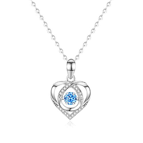 Cubic Zirconia Micro Pave Sterling Silver Necklace, 925 Sterling Silver, with 5cm extender chain, fashion jewelry & micro pave cubic zirconia & for woman Approx 40 cm 