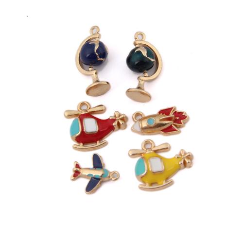 Zinc Alloy Enamel Pendants, gold color plated & DIY Approx 