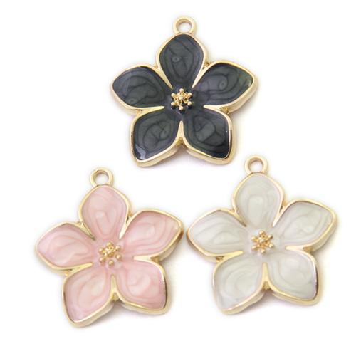 Zinc Alloy Enamel Pendants, Flower, gold color plated, DIY Approx 