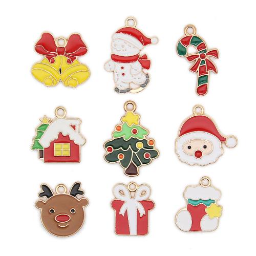 Zinc Alloy Christmas Pendants, gold color plated & Christmas Design & DIY & enamel Approx 