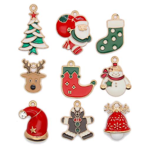 Zinc Alloy Christmas Pendants, gold color plated & Christmas Design & DIY & enamel Approx 