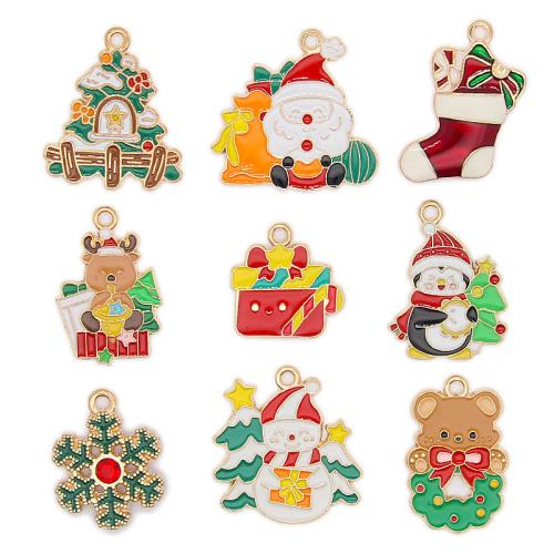 Zinc Alloy Christmas Pendants, gold color plated & Christmas Design & DIY & enamel Approx 