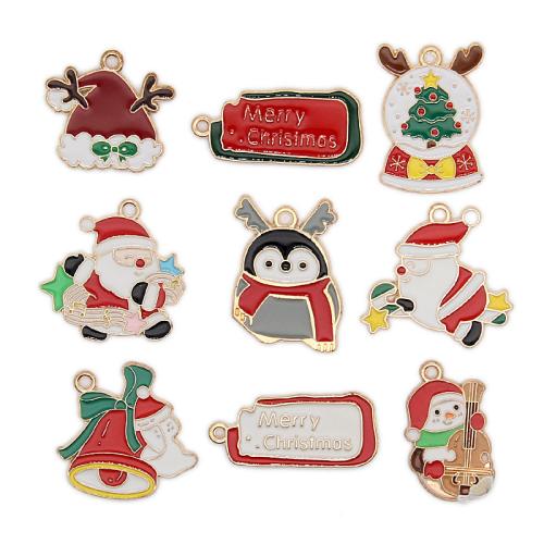 Zinc Alloy Christmas Pendants, gold color plated & Christmas Design & DIY & enamel Approx 