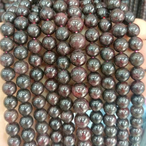 Natural Garnet Beads, Round, polished, DIY black and red Approx 38 cm 