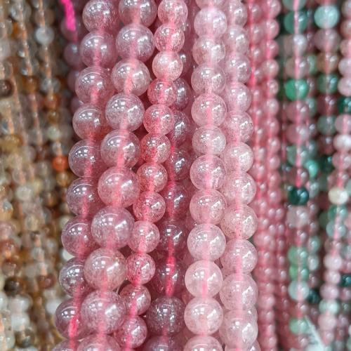 Strawberry Quartz Beads, Round, polished, DIY pink Approx 38 cm 