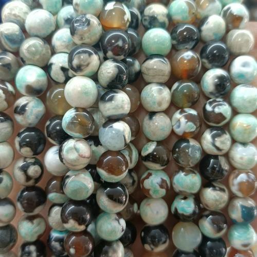 Natural Fire Agate Beads, Round, polished, DIY mixed colors Approx 38 cm [