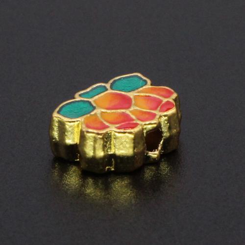 Enamel Zinc Alloy Beads, Flower, gold color plated, DIY Approx 2mm 