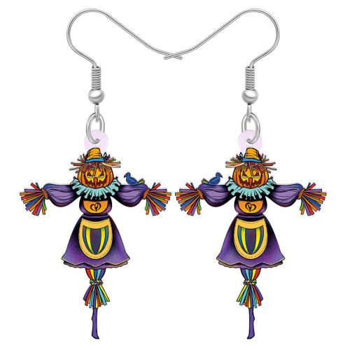 Acrílico Pendientes con Colgantes, Testaferro, Impresión, Diseño de Halloween & para mujer, más colores para la opción, Vendido por Par[