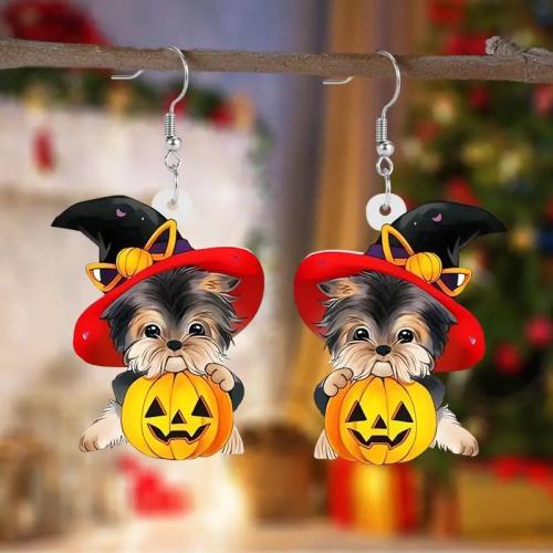 Acrylique Boucle d'oreille goutte, chien, Impression, Halloween Design & Mignon & pour femme, Vendu par paire[