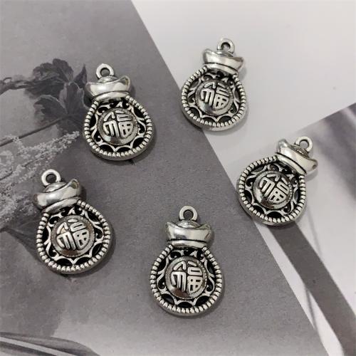 Zinc Alloy Jewelry Pendants, Money Bag, antique silver color plated, DIY 