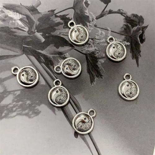 Zinc Alloy Jewelry Pendants, Round, antique silver color plated, DIY 