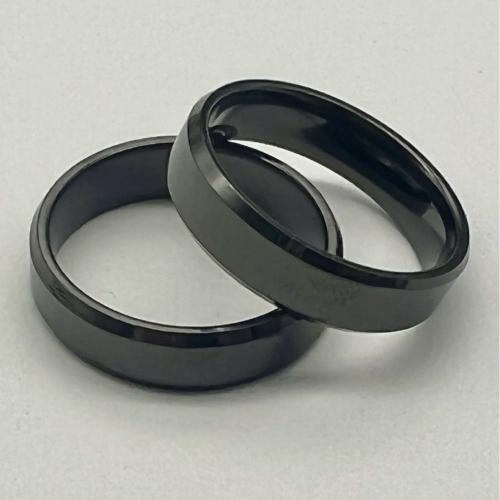 Titanium Steel Finger Ring, Unisex black 