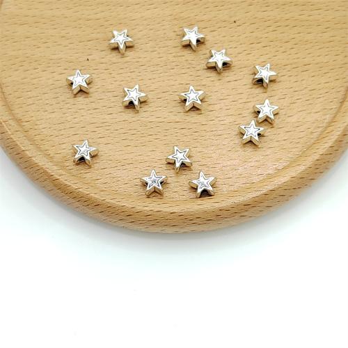 Granos de estrellas la aleación del cinc, aleación de zinc, chapado en color de plata antigua, Bricolaje, 6x6mm, 100PCs/Bolsa, Vendido por Bolsa[