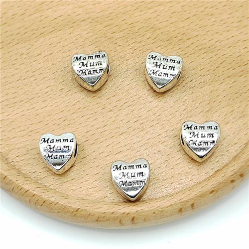 Zinc Alloy Heart Beads, antique silver color plated, DIY [