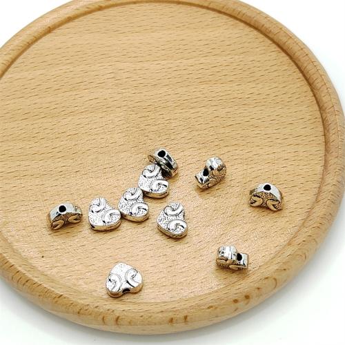 Zinklegierung Herz Perlen, antik silberfarben plattiert, DIY, 9x8mm, 100PCs/Tasche, verkauft von Tasche