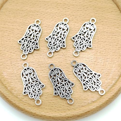 Zinc Alloy Charm Connector, Hamsa, antique silver color plated, DIY & 1/1 loop 