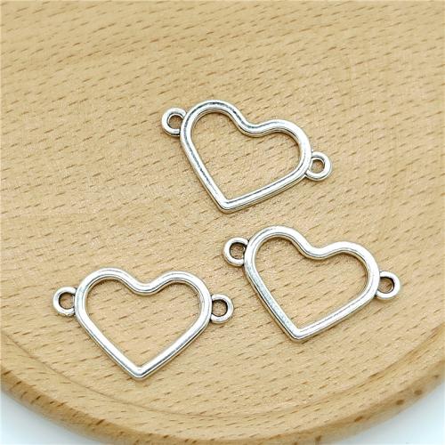 Zinc Alloy Charm Connector, Heart, antique silver color plated, DIY & 1/1 loop 