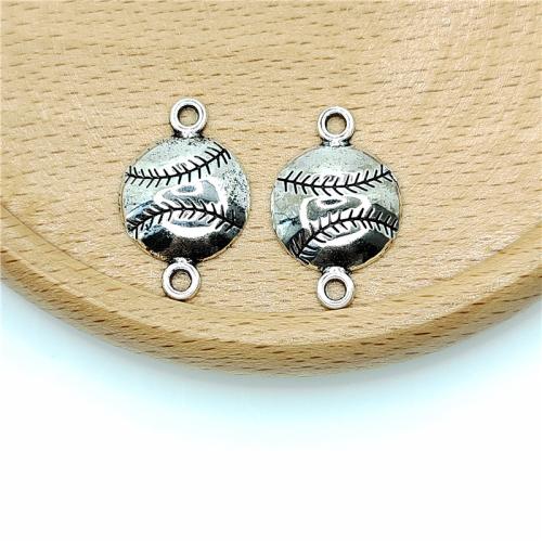 Zinc Alloy Charm Connector, Volleyball, antique silver color plated, DIY & 1/1 loop 