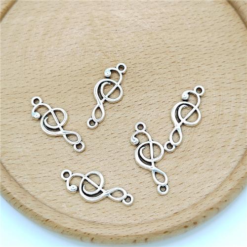 Zinc Alloy Charm Connector, Music Note, antique silver color plated, DIY & 1/1 loop 