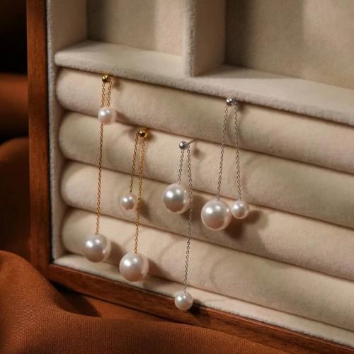 Sterling Silver Drop Earring, 925 Sterling Silver, with Shell Pearl, fashion jewelry & for woman 80mm 