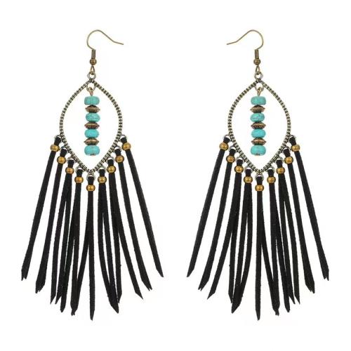 Fashion Tassel Earring, Zinc Alloy, with turquoise, fashion jewelry & for woman 