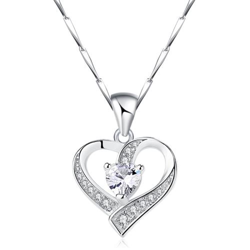 Zircon Micro Pave pendentif en argent sterling, Argent sterling 925, coeur, DIY & pavé de micro zircon Vendu par PC[