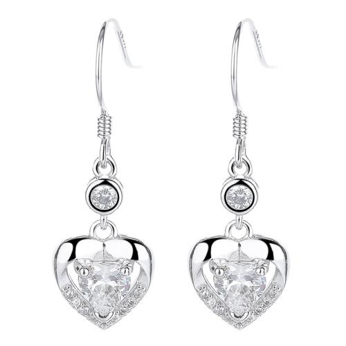 Silver Earring Zircon pavent Sterling, Argent sterling 925, bijoux de mode & pavé de micro zircon & pour femme Vendu par paire